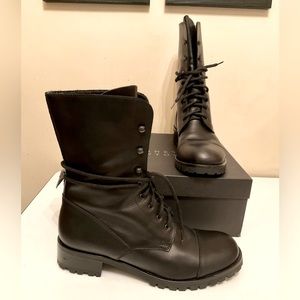 Black Barney’s New York Lace Up Lug Sole Ankle Boots US 10